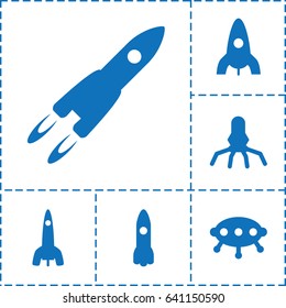 Spaceship icon. set of 6 spaceship filled icons such as rocket