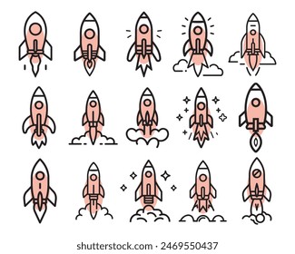 Spaceship icon set vector design symbol of science and technology.