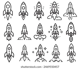 Conjunto de iconos de la nave espacial Vector de diseño símbolo de la ciencia y la tecnología.