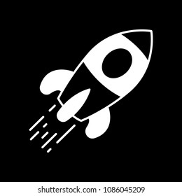 Spaceship icon. Silhouette Spaceship vector icon for web design isolated on black background