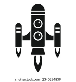 Spaceship icon simple vector. Rocket space. Fire start