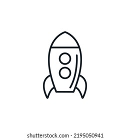Icono de nave espacial. El espacio, la astronomía y el símbolo de la ciencia. Concepto de educación escolar.
Se puede usar en medios sociales, empaquetado, diseño tipográfico y web. Ilustración vectorial aislada en fondo blanco.