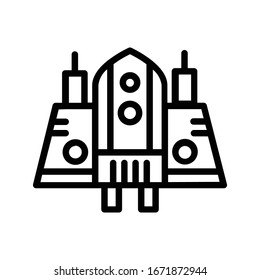 spaceship icon surrounds in the space