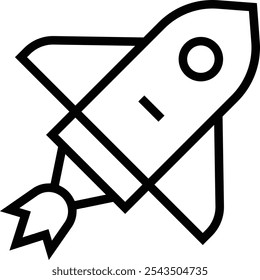 icono de nave espacial. Diseño de estilo lineal delgado aislado sobre fondo blanco
