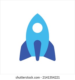 Raumschiff-Symbol, Vektorgrafik-Illustration auf Blau