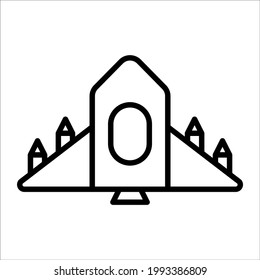 Spaceship icon or vector illustration, isolated sign symbol vector. High quality black style vector icon.