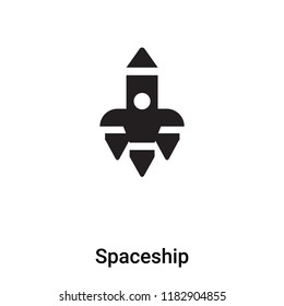 Spaceship icon vector isolated on white background, logo concept of Spaceship sign on transparent background, filled black symbol