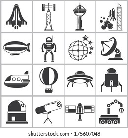 spaceship icons set