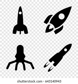 Spaceship icons set. set of 4 spaceship filled icons such as