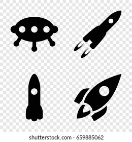 Spaceship icons set. set of 4 spaceship filled icons such as rocket