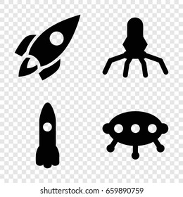 Spaceship icons set. set of 4 spaceship filled icons such as rocket