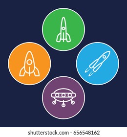 Spaceship icons set. set of 4 spaceship outline icons such as rocket