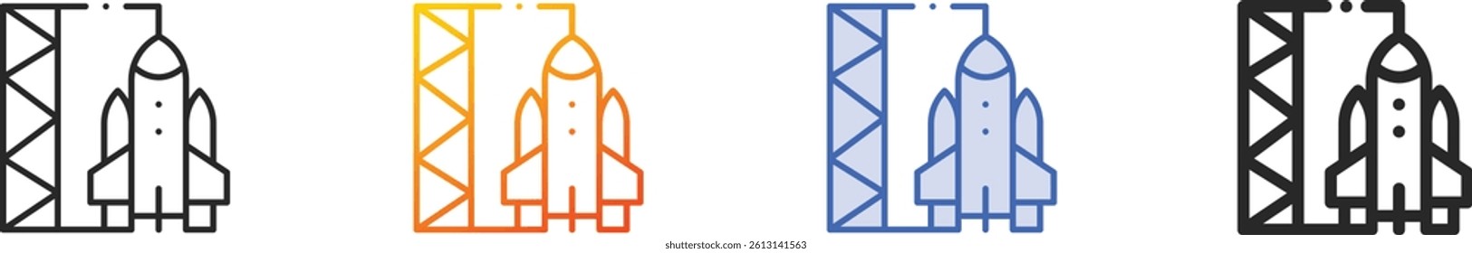 spaceship icon.Thin Linear, Gradient, Blue Stroke and bold Style Design Isolated On White Background