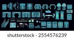 Spaceship interior, laboratory set. Large constructor, elements for interior design of a space laboratory in cartoon styleVector illustration.