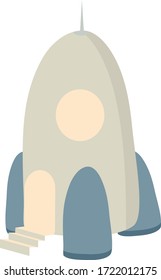 spaceship with a ladder and an open door in cartoon style