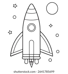 Spaceship launch with glowing moon and stars in a galactic scene perfect for space themes illustration