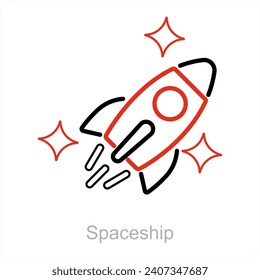 Spaceship and launch icon concept