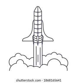 spaceship launch icon with a white background vector illustration design