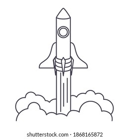 spaceship launch icon in a white background vector illustration design