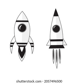 Spaceship launch symbol, a rocket flat black and white icon, start up 