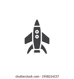 Spaceship launch vector icon. filled flat sign for mobile concept and web design. Space shuttle glyph icon. Symbol, logo illustration. Vector graphics