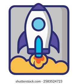 Spaceship launch window view icon isolated vector
