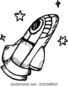 spaceship line art design. spaceship vector. kids toy, space. robot.