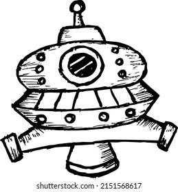 spaceship line art design. spaceship vector. kids toy, space. robot.