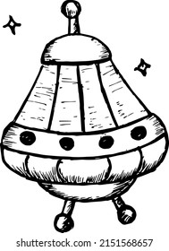 spaceship line art design. spaceship vector. kids toy, space. robot.