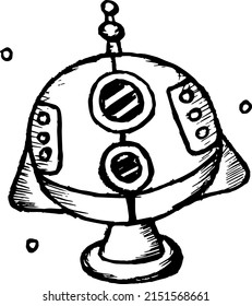 spaceship line art design. spaceship vector. kids toy, space. robot.