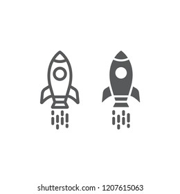 Spaceship line and glyph icon, shuttle and cosmos, rocket sign, vector graphics, a linear pattern on a white background, eps 10.