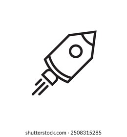Spaceship line style flat icon vector illustration isolated on white background. 