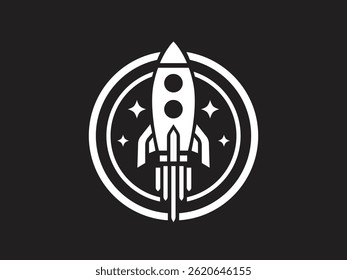 spaceship logo, astronaut, planet, simple, vector