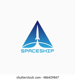 Spaceship logo template design. Vector illustration.