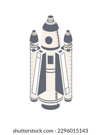 Spaceship from mars. White rocket and shuttle. Space, galaxy and universe. Transport for research, scientific expeditions and travel. Cartoon isometric vector illustration