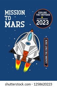 spaceship mission to mars,t-shirt design vector illustration