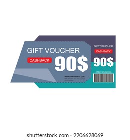 Spaceship model set of coupon promotion sale for website, internet ads, social media or coupon. Cashback coupon discount 90$. Coupon discount with vector illustration