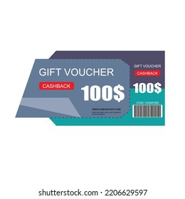 Modell-Set von Coupon-Promotion Verkauf für Website, Internet-Werbung, Social Media oder Coupon. Bonusrabatt 100$. Coupon-Rabatt mit Vektorgrafik