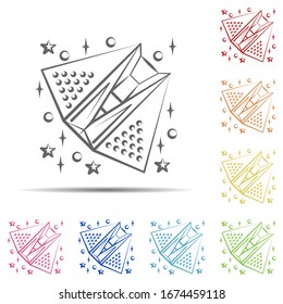 Spaceship multi color icon. Element of space hand drawn icon on white background