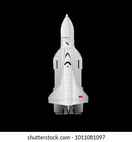 Spaceship on black background vector