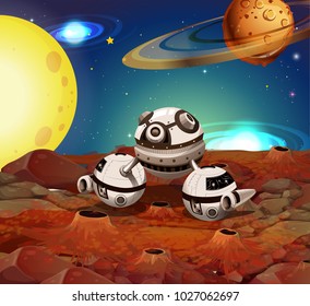 La nave espacial en la ilustración de la luna