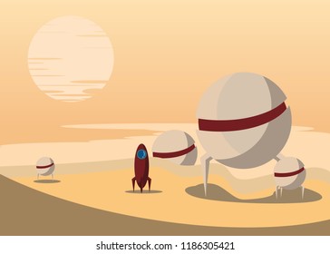 spaceship on the planet