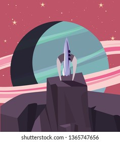 spaceship on planet surface