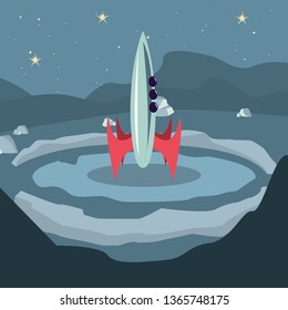 spaceship on planet surface