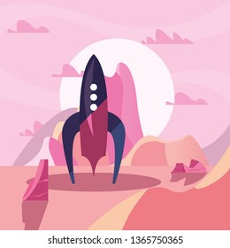 spaceship on planet surface