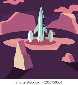 spaceship on planet surface