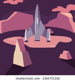 spaceship on planet surface