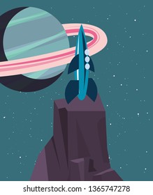 spaceship on rock surface