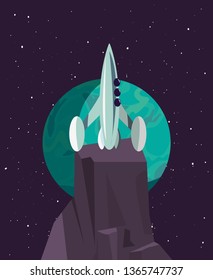 spaceship on rock surface