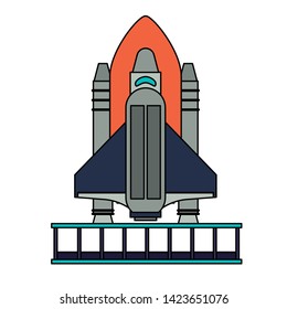 Spaceship On Take Off Plataform Symbol Stock Vector (Royalty Free ...